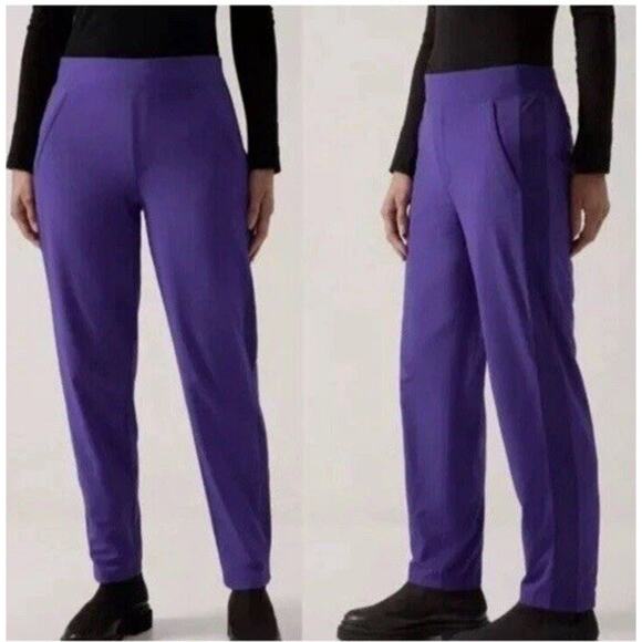 Athleta Brooklyn Lined Pants Womens 8T Purple Pull-On Elastic Waist Athleisure - Picture 1 of 13